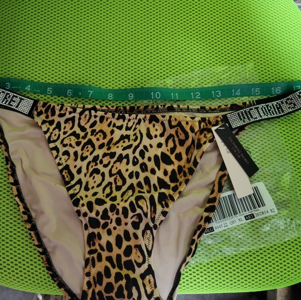 Victoria's Secret Leopard Print Shine Strap Bikini Bottom - Tan, Black - Picture 5 of 6